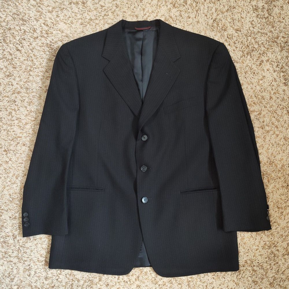Hart Schaffner & Marx Pine's Men Size 42S Black Pinstripe Wool Blazer